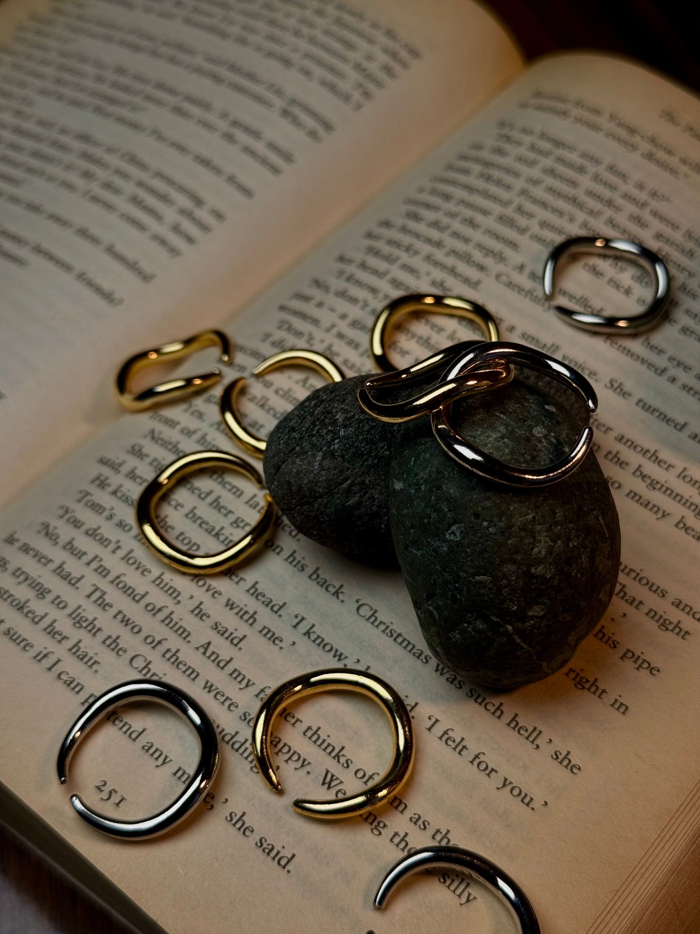 ELF CURVE RINGS (Pair of Gold & Silver) 24k Gold Plated