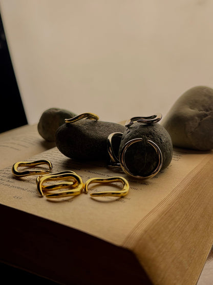 ELF CURVE RINGS (Pair of Gold & Silver) 24k Gold Plated