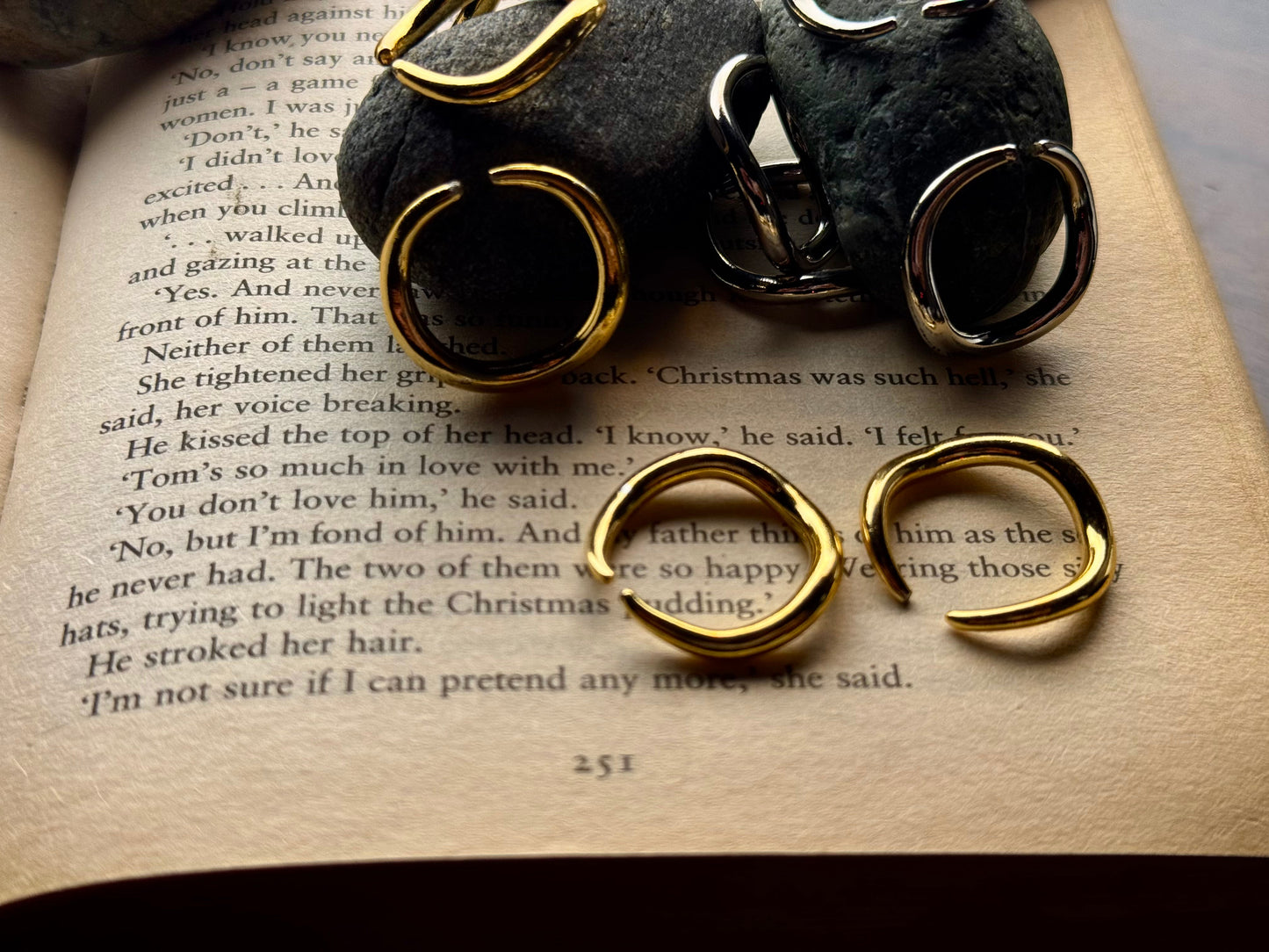 ELF CURVE RINGS (Pair of Gold & Silver) 24k Gold Plated