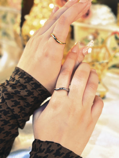 ELF CURVE RINGS (Pair of Gold & Silver) 24k Gold Plated