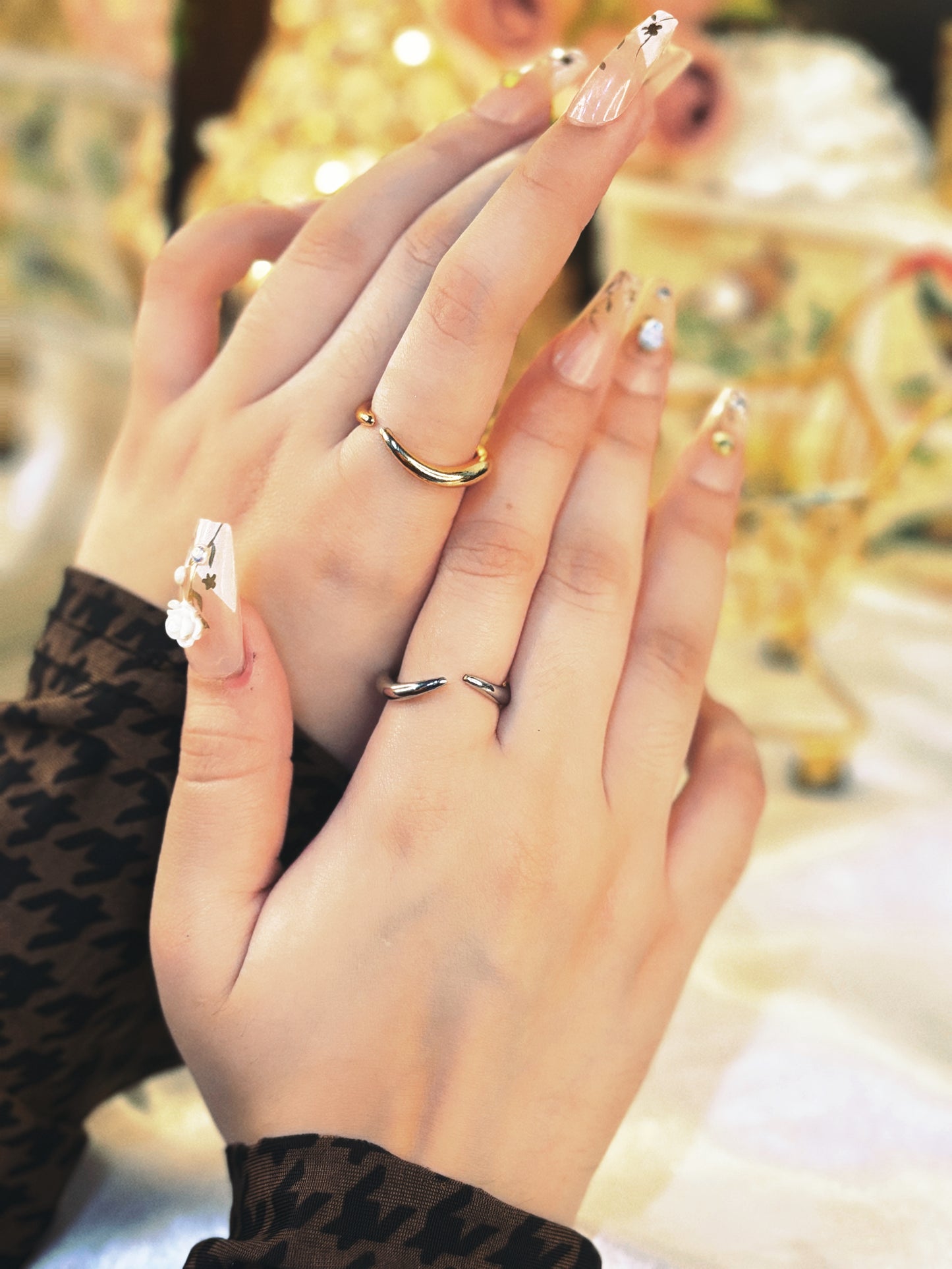 ELF CURVE RINGS (Pair of Gold & Silver) 24k Gold Plated